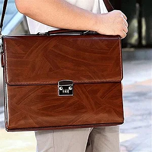 Men's Shoulder Briefcase With Password Lock Computer Leather 15 Inch