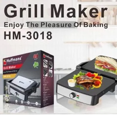Hoffmans HM-3018 Sandwich Maker &amp; Grill – Non-Stick Plates, Fast Heating, 2-Slice Electric Press. Black