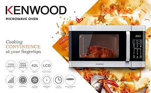 42L Kenwood Microwave Oven with Grill, Digital Display, 5 Power Levels, Defrost Function, Stainless Steel, Auto Menu, 99 Minutes Timer, Clock Function 1100W - Black/Silver