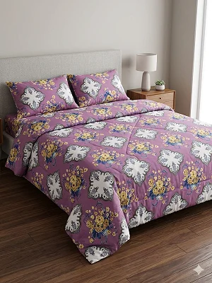 Grace Textiles 5*6  Light Duvet Set, 1 Duvet 1 Bedsheet &amp; 2 Pillows Cases - Prints Delivered Varies