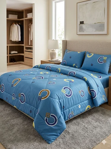 Grace Textiles 5*6  Light Duvet Set, 1 Duvet 1 Bedsheet &amp; 2 Pillows Cases - Prints Delivered Varies