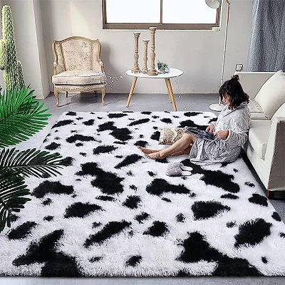 1.5 x2m Medium Size Fluffy Center Carpets  - Patched White
