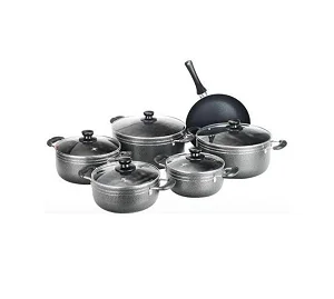 Tornado Non-Stick Aluminum Cookware Set Of 5 Pots And 1 Frying Pan - Black