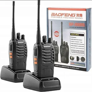 2pcs Baofeng Walkie Talkie ( 1 Pair ) Radio Call BF-888S With, USB-C Charge Port - Black