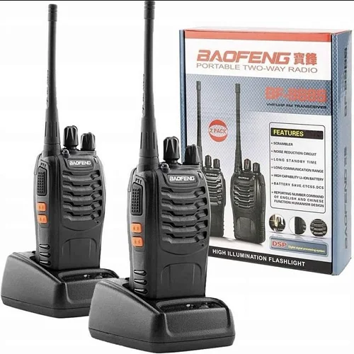 2pcs Baofeng Walkie Talkie ( 1 Pair ) Radio Call BF-888S With, USB-C Charge Port - Black