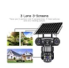 Solar Camera 4G Sim Card Outdoor 3 Lens 3 Screen PIR Human Detect Network IP Cameras Night Vision CCTV Security Protection