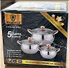 6pcs Stainless Steel Cookware Set Cooking Pots With 5 layer buttom - Silver