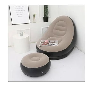 Inflatable Flocking Air Chair With Footrest With Pump