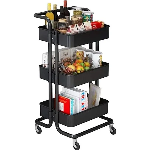 Storage Trolley Cart – 3 Tier Rolling Utility Organizer Rack