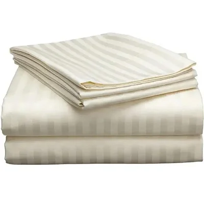 4Pcs 6×6 Egyptian Cotton Bedsheets Set – 2 Bedsheets &amp; 2 Pillowcases – Cream