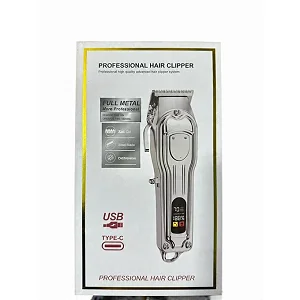 Men's Professional Hair Trimmer – Full Metal Cordless Type-C Rechargeable Clipper
