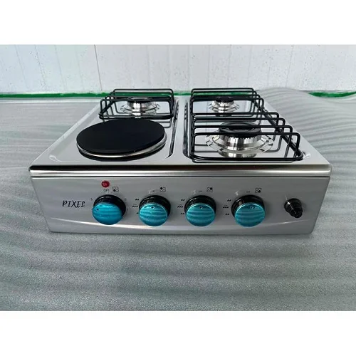 Pixel 4 Burner Countertop Cooker 55×50cm – Gas &amp; Electric Auto-Ignition Silver