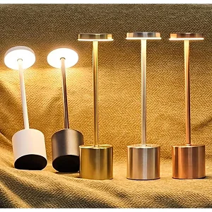 Portable Rechargeable Table Lamp – Silver Cordless