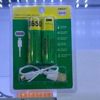 18650 Rechargeable Battery 2600mAh 3.7V Type-C USB Charging Battery