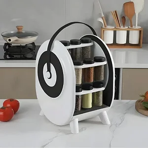 360° Rotating Spice Rack Organizer with 18 Jars – Multicolor