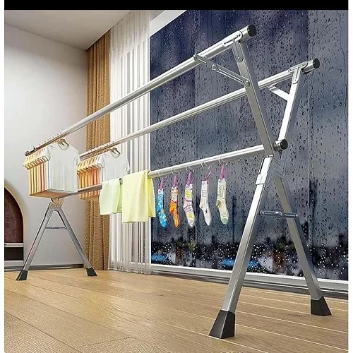 Foldable Clothes Drying Rack - Silver