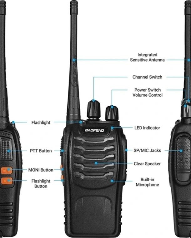Baofeng Walkie Talkie Radio Call BF-888S Two-Way Pair Of Two - Black