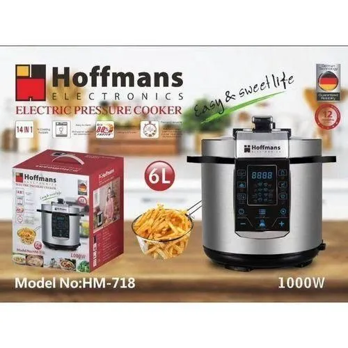 Hoffmans 6L HM-718 Electric Pressure Cooker - Silver