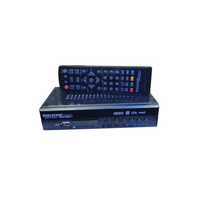 Phelistar Package Of FTA Decoder+ Antenna+Free TV Guard-Silver/Black