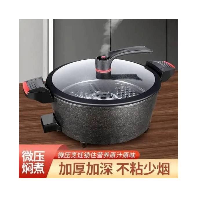 Hoffmans 8L Micro Pressure Cooker Instant Electric Cooking Pot With Steamer- Black