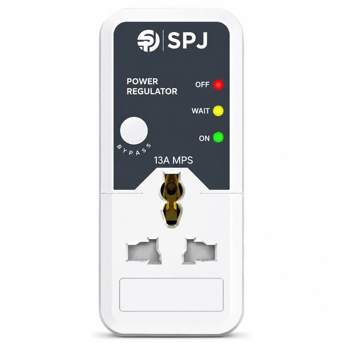 SPJ 13A Power Regulator Voltage Protector for TV, Fridge & Home Appliances- Power Guard- White