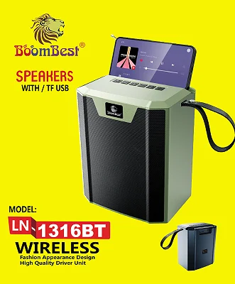 BoomBest LN-1316BT Bluetooth Speaker with Super Bass, FM Radio, USB &amp; TF Card