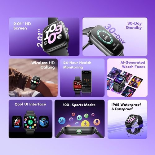 Oraimo Watch 6 Lite 2.01” HD Screen Smart Watch 24 Hour Health Monitoring