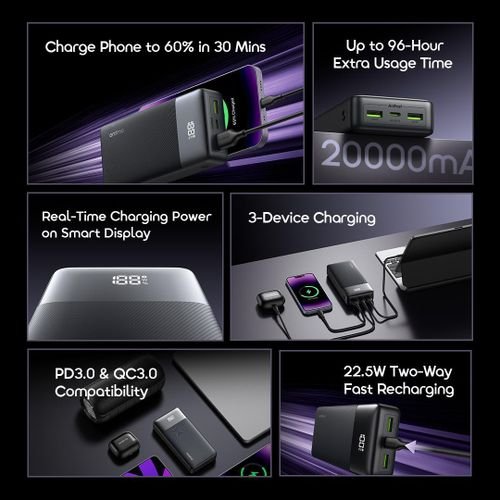 Oraimo Power Bank 20000mAh 22.5W Fast Charging Smart Digital Display