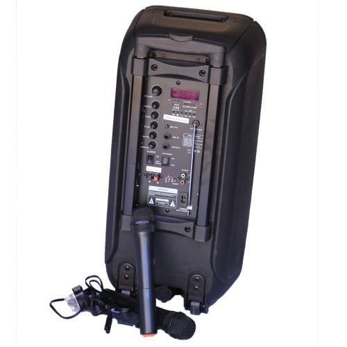 Rechargeable 12"  Dual Amplified Public Address Speaker With 3 Microphones, Fm,  USB/SD, Remote Control,  Recording Function