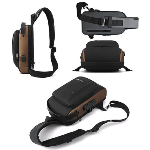 Anti-Theft Chest Bag with USB Port, Crossbody Backpack, Daypack Waterproof, Travel Shoulder Bag Crossbody Chest Bag