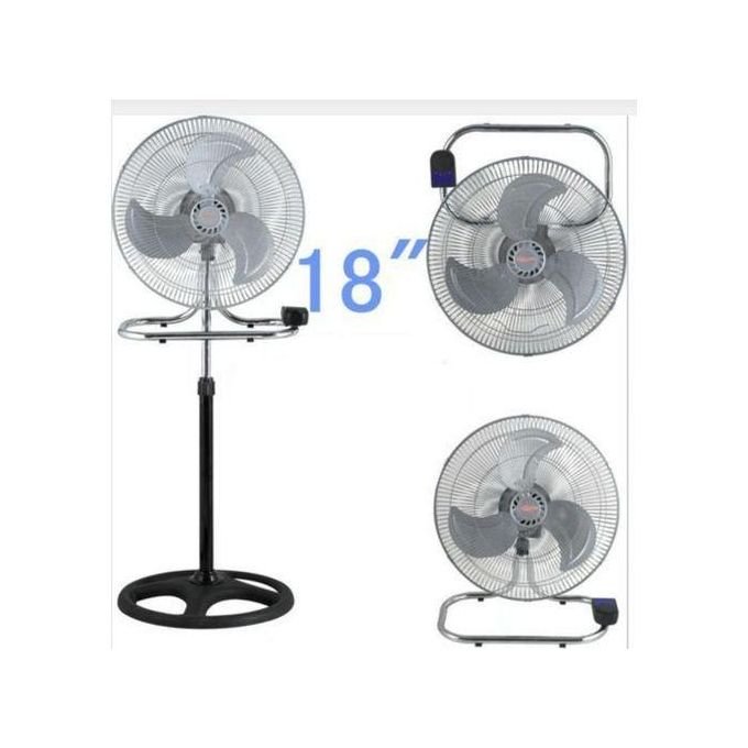 3 In 1 Adjustable Oscillating Fan – Table, Stand & Wall Fan Silver