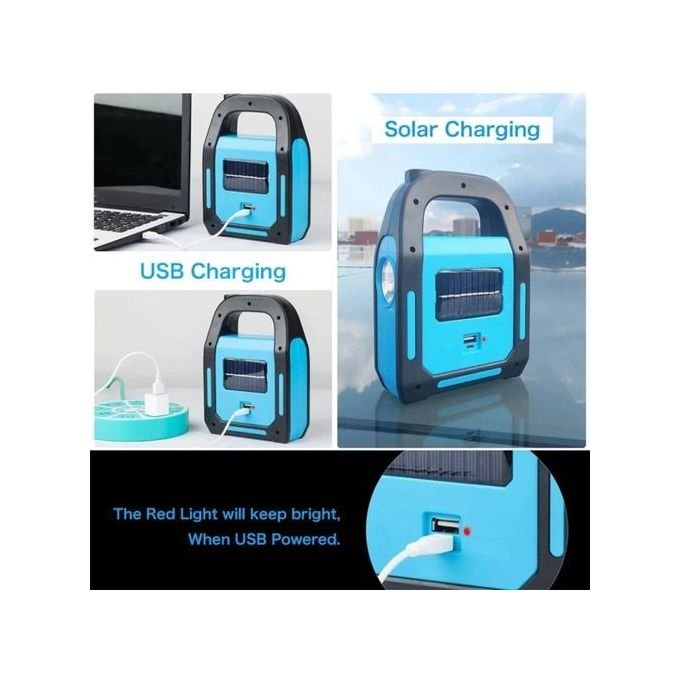 3 Lights In 1 Rechargeable Emergency Led Lamp With Solar - Green