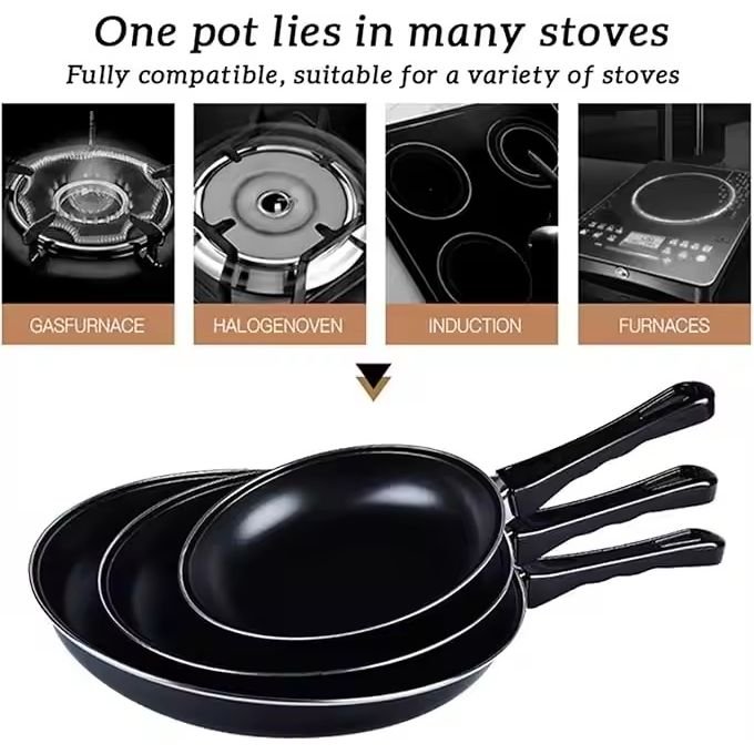 3-Piece Non-Stick Frying Pan Set 20/22/24cm – Black