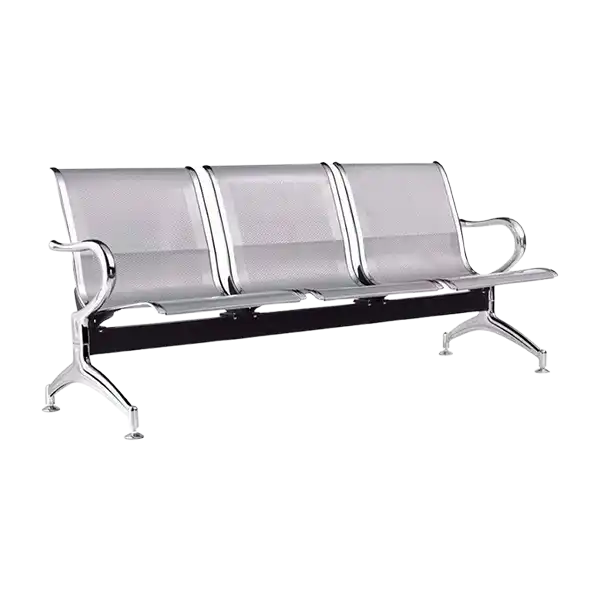 3 Seater Stainless Steel Waiting Chair Reception Chairs - Silver