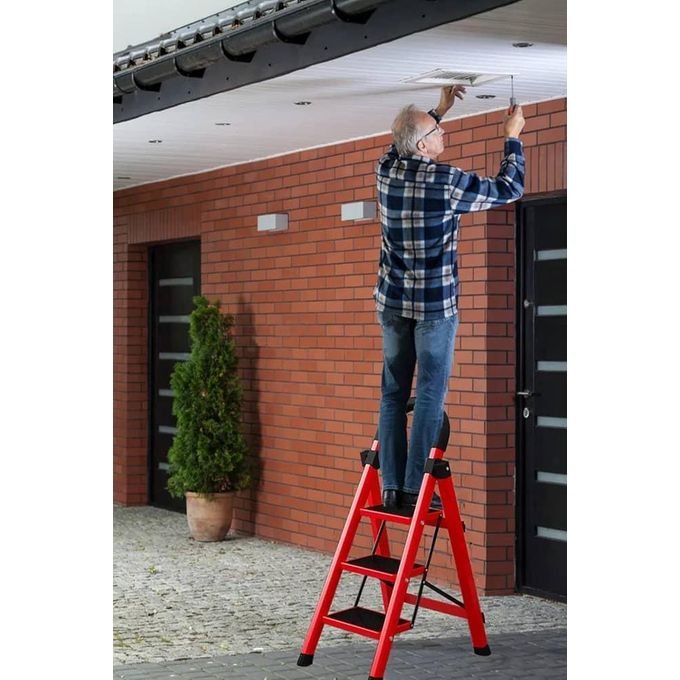 Foldable 3-Step Safety Ladder for Kitchen, Home, Office and Cleaning