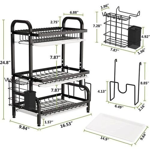 3 Tier Dish Kitchen Plate & Utensil Organizer