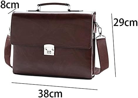 Men's Shoulder Briefcase With Password Lock Computer Leather 15"