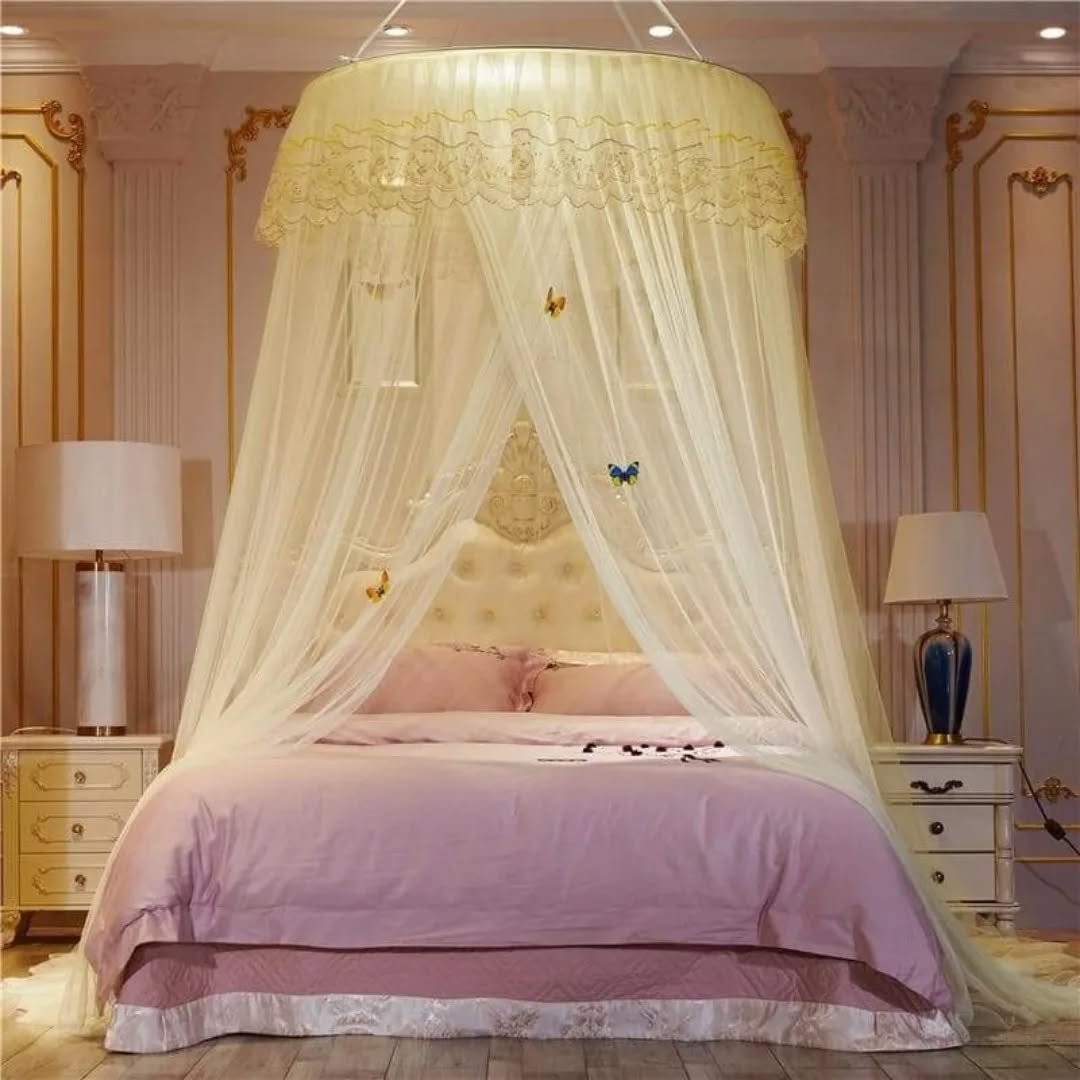 6x6 Round Hanging Mosquito Net - Cream