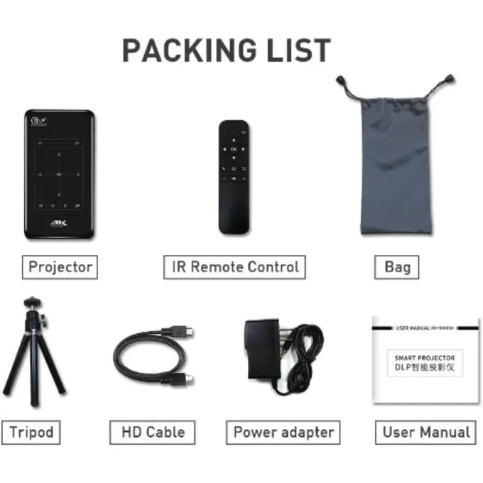 Borrego BP09 Smart Mini Projector with 4K Support - Multicolor