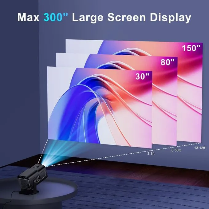 1080P Smart Projector With Built-in Apps, Wifi Bluetooth- Mini Portable Outdoor Movie HY320