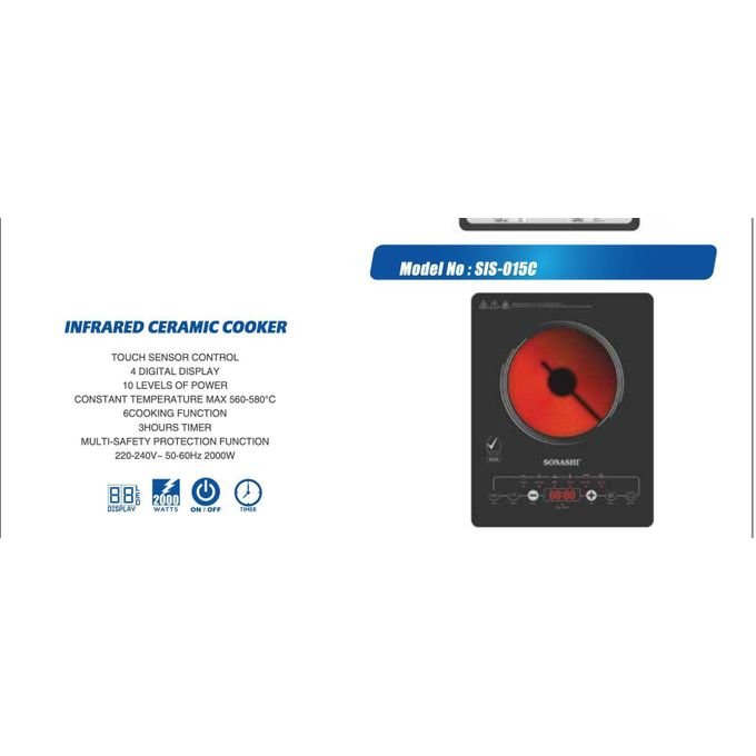Sonashi Infrared Ceramic Cooker SIS-015C With Touch Sensor Control - Black