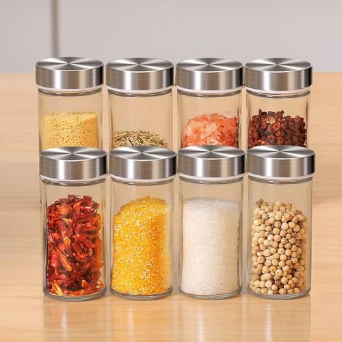 Rotating Spice Rack With 16 Seasoning Jars, Revolving Tower Organizer Stainless Steel For Kitchen Storage