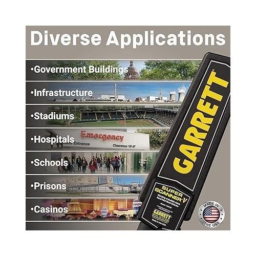Garrett Super Scanner V Metal Detector for Adults Professional, Made in The USA, Security Wand, Scans All Metals