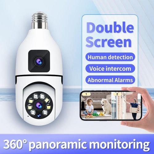 Double Lens Wireless Bulb Camera Wifi Outdoor with Motion Detection