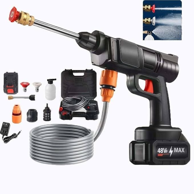48V Cordless Pressure Washer & Sprayer Gun - Portable Car Washer with 1 Rechargeable Battery