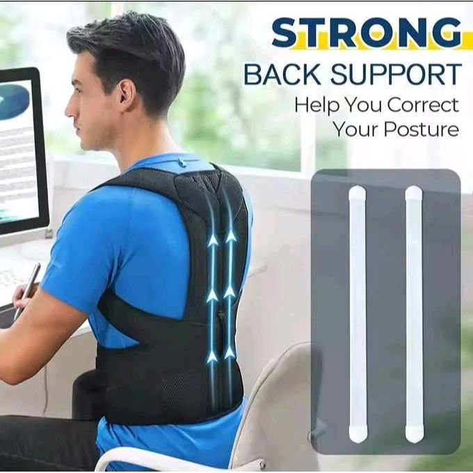 Back Brace Posture Corrector for Men & Women – Adjustable Back Straightener Black