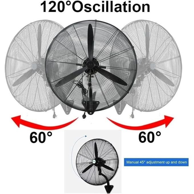 Heavy-Duty Wall Mounted Fan – High-Velocity Oscillating Industrial Fan with 3 Speeds & Aluminum Blades