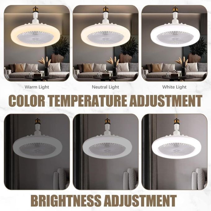 LED Fan light With Remote Control, Lamp With Fan White