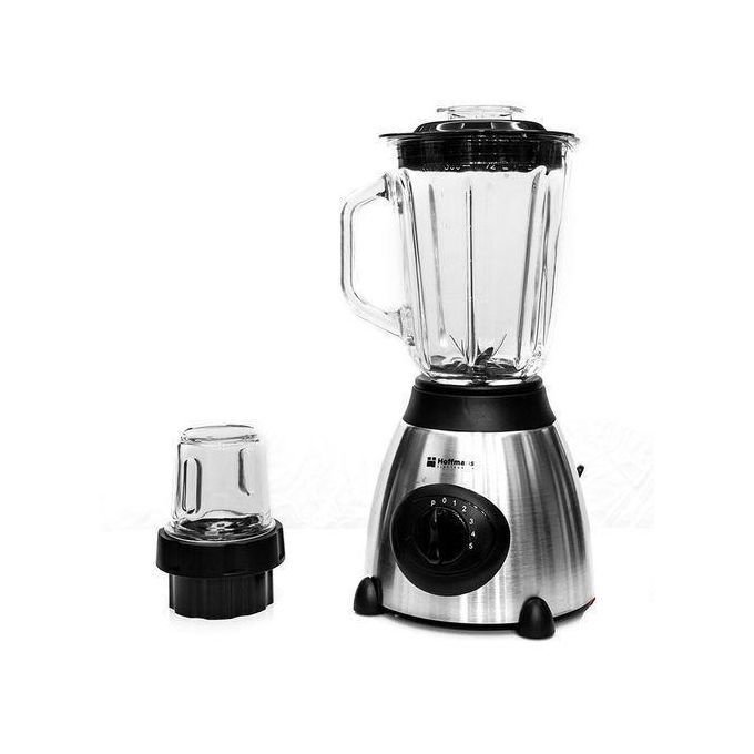 Hoffmans 2 In 1 Ice Crushing Powerful Glass Jar Blender 1.5 Litre - Silver