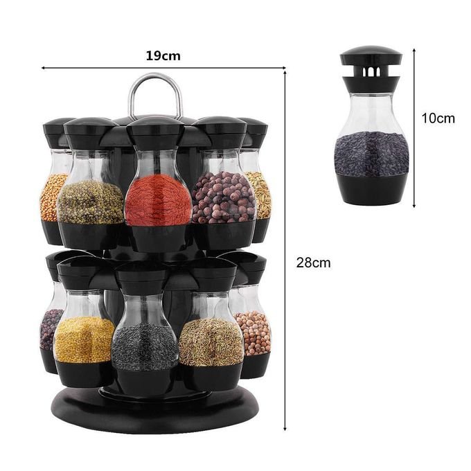 Spice Carousel Rotatable Spice Rack with 16 spice jars